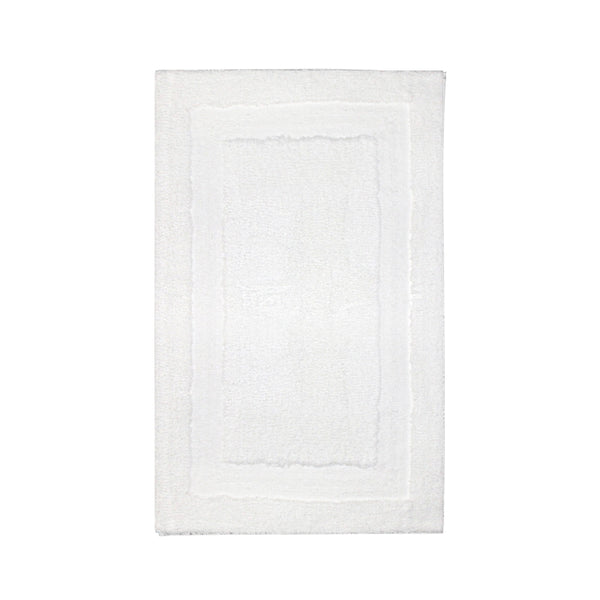 alt="Full details of white modena microfibre bath mat featuring its soft intricate design"
