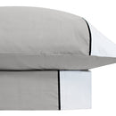 alt=Soft pure cotton quilt cover set in light grey and white hues featuring an elegant border details matching with the pillowcases"