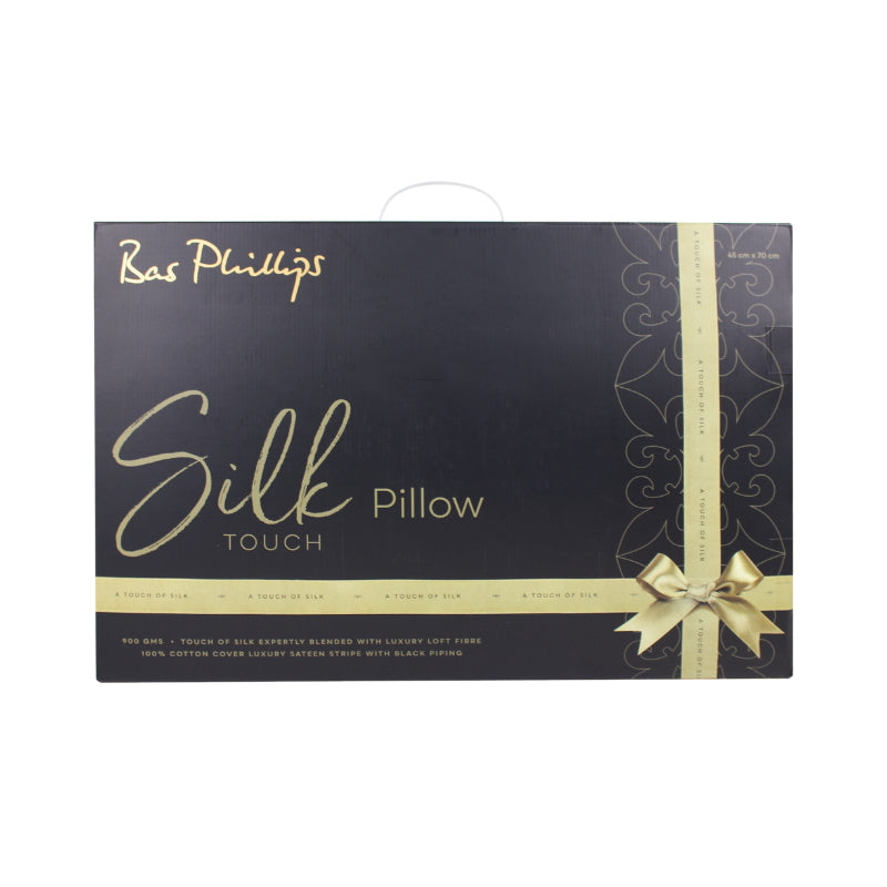 alt="Front details of a nice package of the 2 pieces of pillow features a stylish fine striped cotton cover, elegantly finished with black piping"