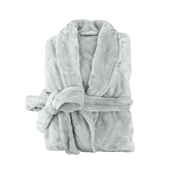 The silver Bas Phillips Silk Touch Bathrobe brings elegance and comfort together with its silk touch pile and classic collar design.