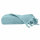 alt="A neatly rolled Torquay Towel towel in cloud blue colour showcasing its luxurious details and premium-quality cotton"