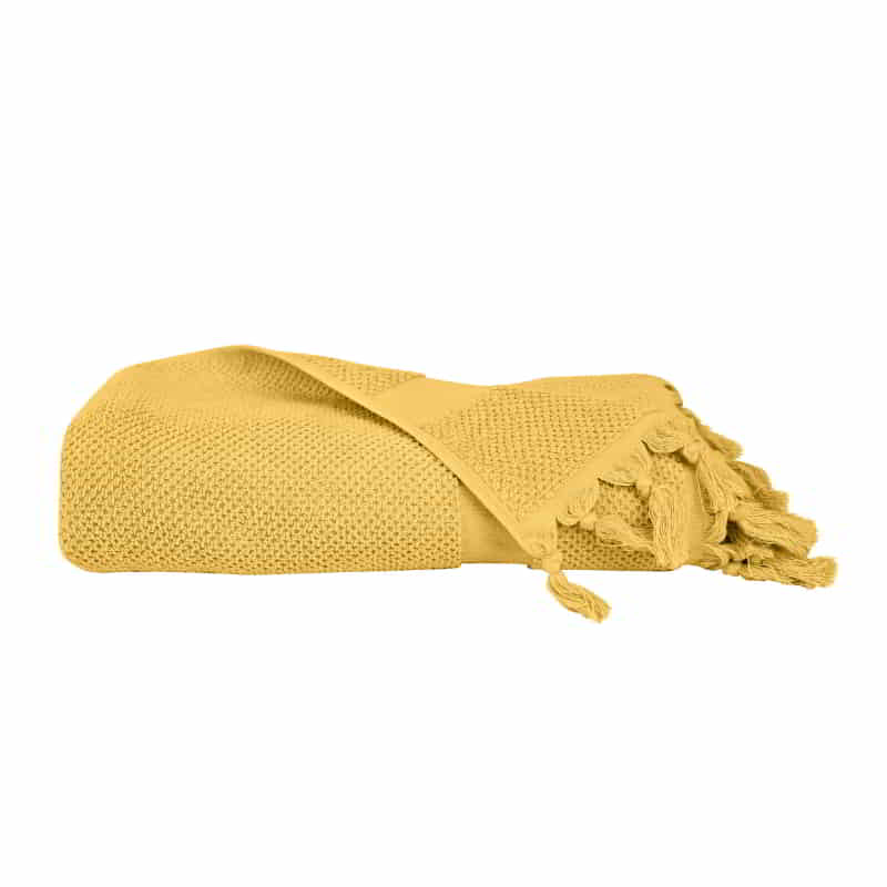  alt="A neatly rolled sunshine Torquay Towel showcasing its luxurious details and premium-quality cotton"