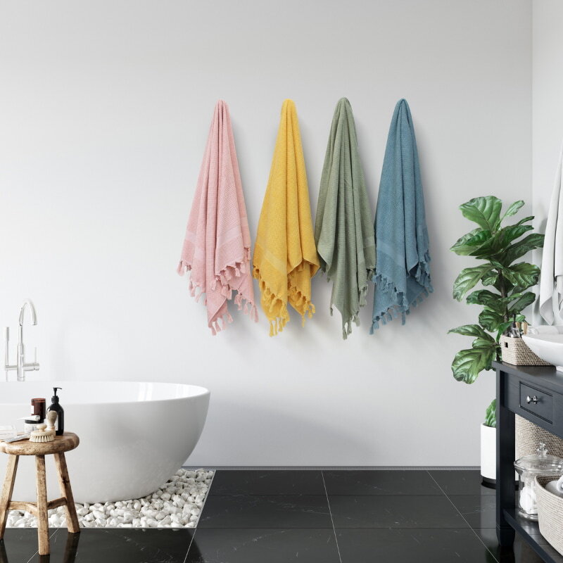 alt="Torquay bath towels in four elegant colour variations"