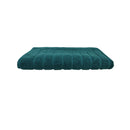 alt="The Teal Valencia Zero Twist bath mat unveils intricate folded details, adding a luxurious touch to your bathroom"