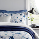 Close up details of the soothing nina ink quilt cover set, perfect for a calming and stylish bedroom retreat.