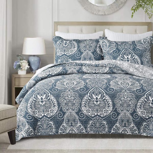 Embrace tranquility with our grey coverlet set is made of 100% cotton, it offers comfort and elegance in one and machine washable for convenience.