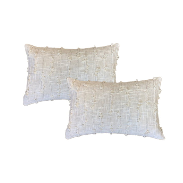 Elevate your living space with this exquisite natural feather-filled cushions, adorned with a delicate cotton tufted line pattern, exuding timeless beauty for your couch.