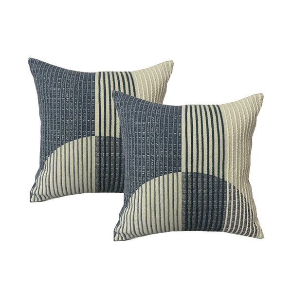 Feather-filled twin pack cushions with captivating blue and white stripes, adding a touch of elegance to your home's serene ambiance.