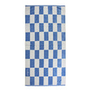 Front details of a calming coast checkerboard design towel, ideal for a tranquil beach day experience.