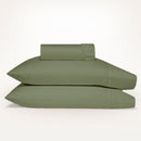 Luxurious Ddecor Home 1500 Thread Count Sage Fitted Sheet and Pillowcase Set, combining cotton and polyester for comfort and easy care.