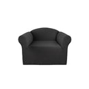 A 1-seater grey sofa cover is exemplifying a sophisticated touch to contemporary living spaces.