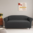 A 2-seater grey sofa cover is exemplifying a sophisticated touch to contemporary living spaces.
