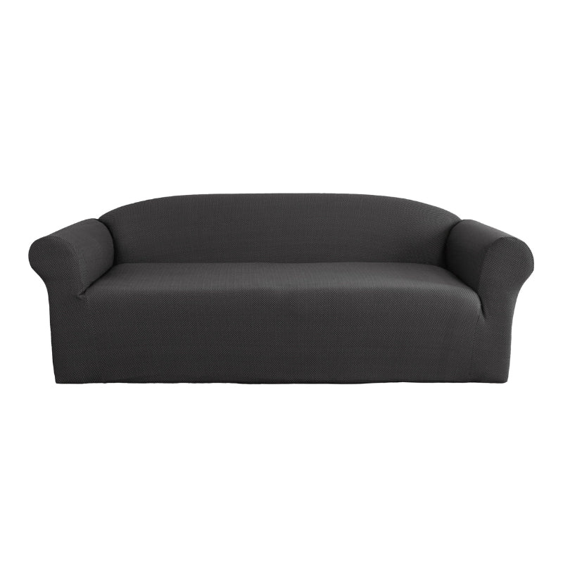A 3-seater grey sofa cover is exemplifying a sophisticated touch to contemporary living spaces.
