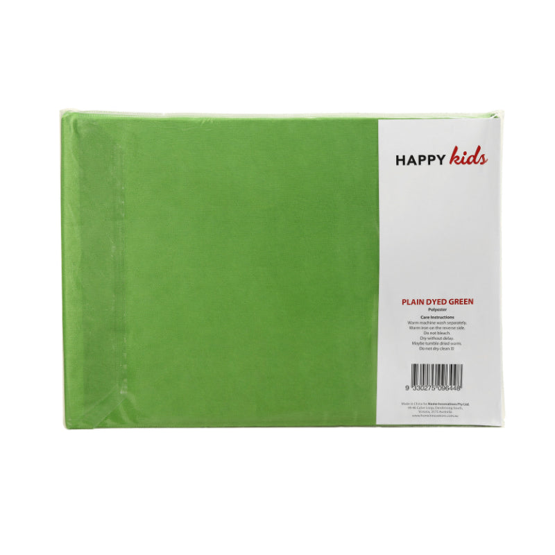 alt="A back-view package of a green, plain-dyed microfibre sheet set"