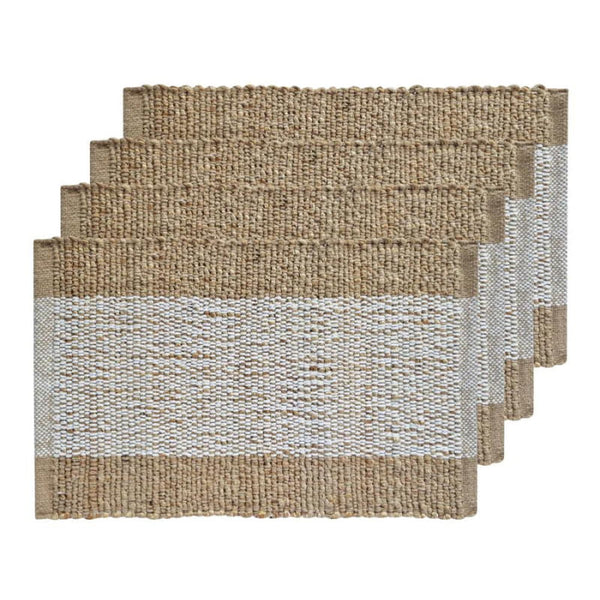alt="4 pack front details of taupe placemat featuring its beautiful waffle weave on the front."