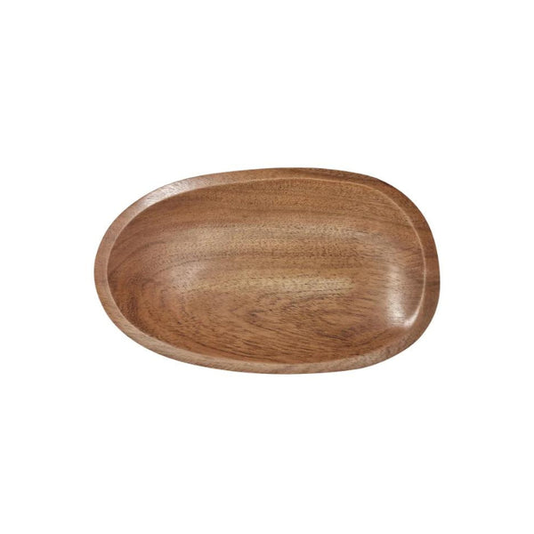 alt="Front details of natural premium acacia wood serving tray"