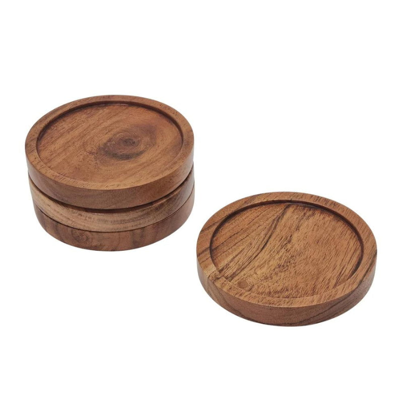 alt="A natural coaster set of 4 featuring organic grain patterns throughout the wood"