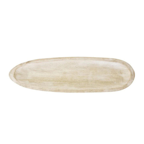 alt="Front details of white premium acacia wood serving tray"