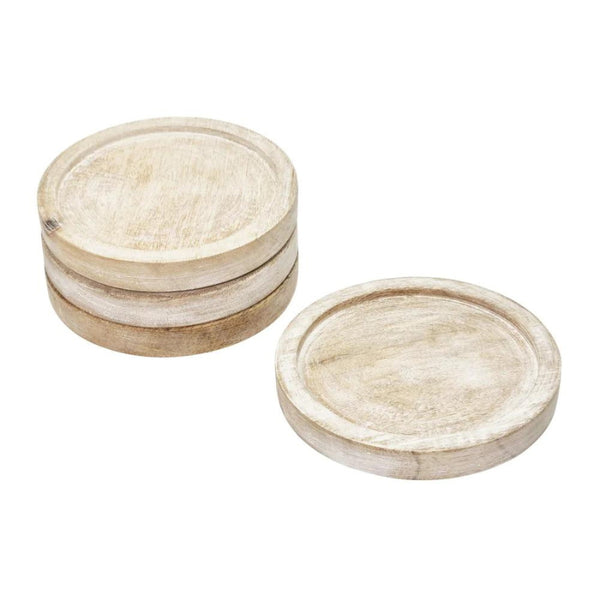 alt="A whitewash coaster set of 4 featuring organic grain patterns throughout the wood"