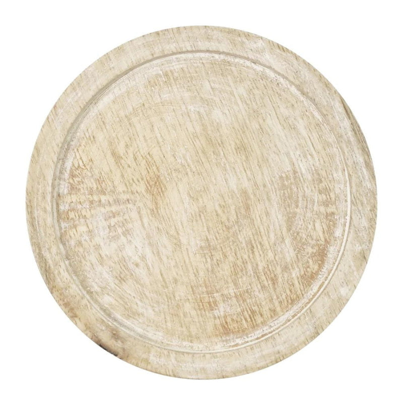 alt="Front details of a whitewash coaster set of 4 featuring organic grain patterns throughout the wood"