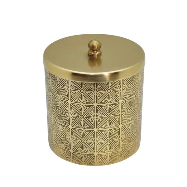 alt="A 10x12cm Carmella metallic golden finish decorative jar"