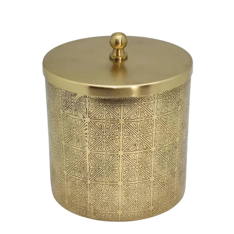 alt="A 12.5x16cm Carmella metallic golden finish decorative jar"
