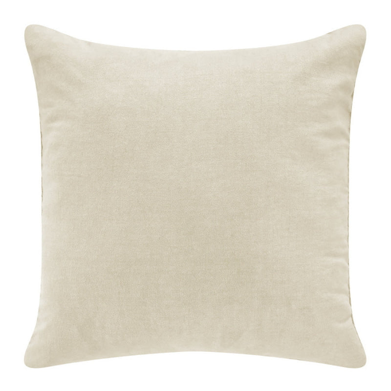 alt="Back details of a stunning cream cushion with an embossed chevron design on high-quality cotton fabric"