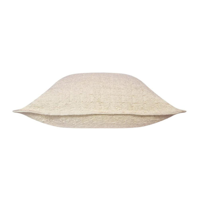 alt="A soft, durable boucle fabric cream square cushion"