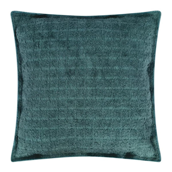 alt="Front details of a stunning green cushion featuring a soft, durable boucle fabric"