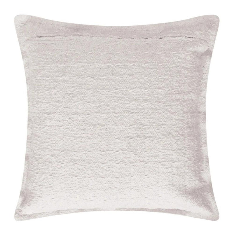 alt="Back details of a stunning ivory cushion featuring a soft, durable boucle fabric"