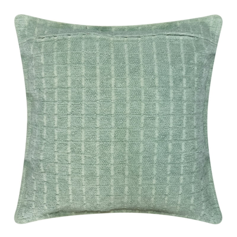 alt="Back details of a stunning mint cushion featuring a soft, durable boucle fabric"