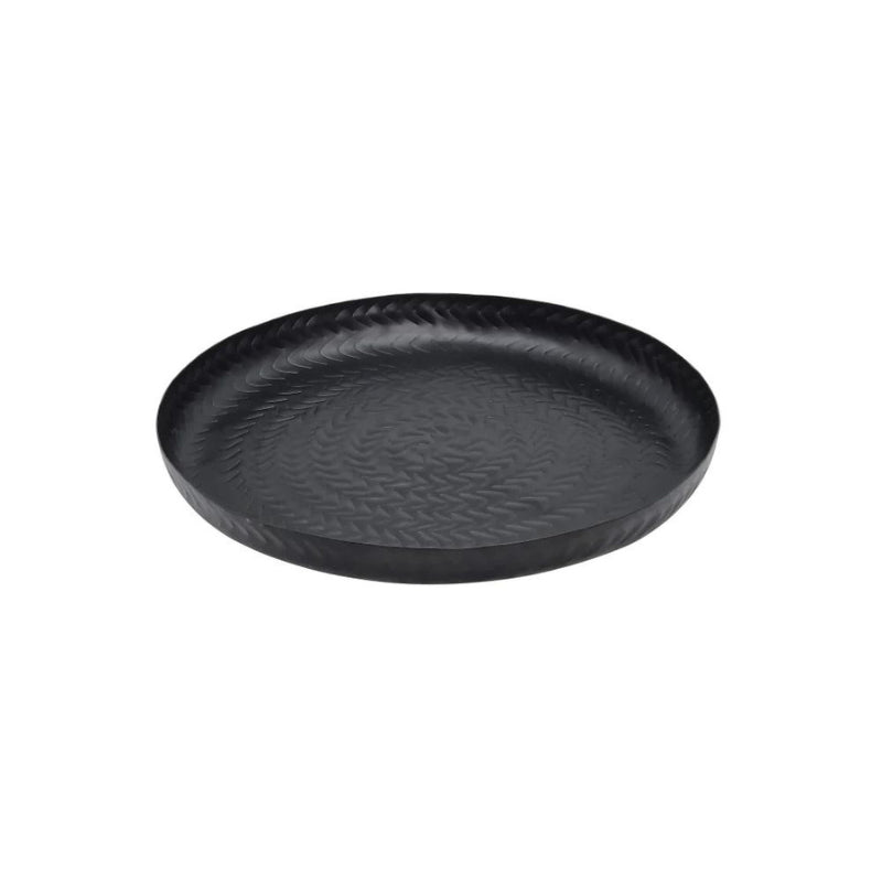 alt="A black tray featuring a sophisticated zig-zag pattern"