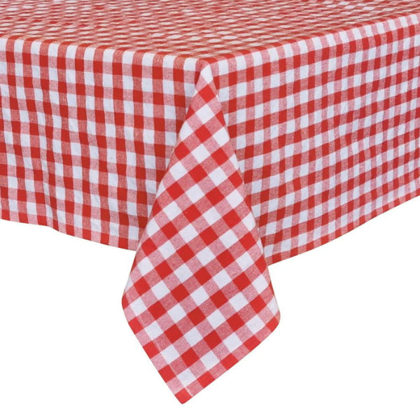 alt=" side profile of a red and white patterned fabric with folded edges" 