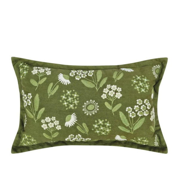 alt="Front details of a stunning Posy Cushion that is fully embroidered with piped edge detailing of the beautiful floral patterns."