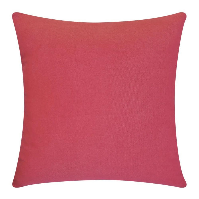 alt="Plain back details of a red cushion featuring a cream check pattern"