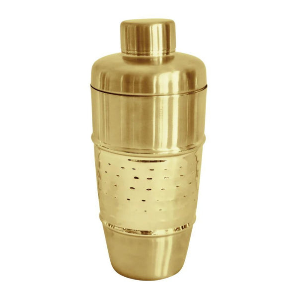 alt="Hammered gold cocktail shaker with premium stainless steel finish and unique textured design"