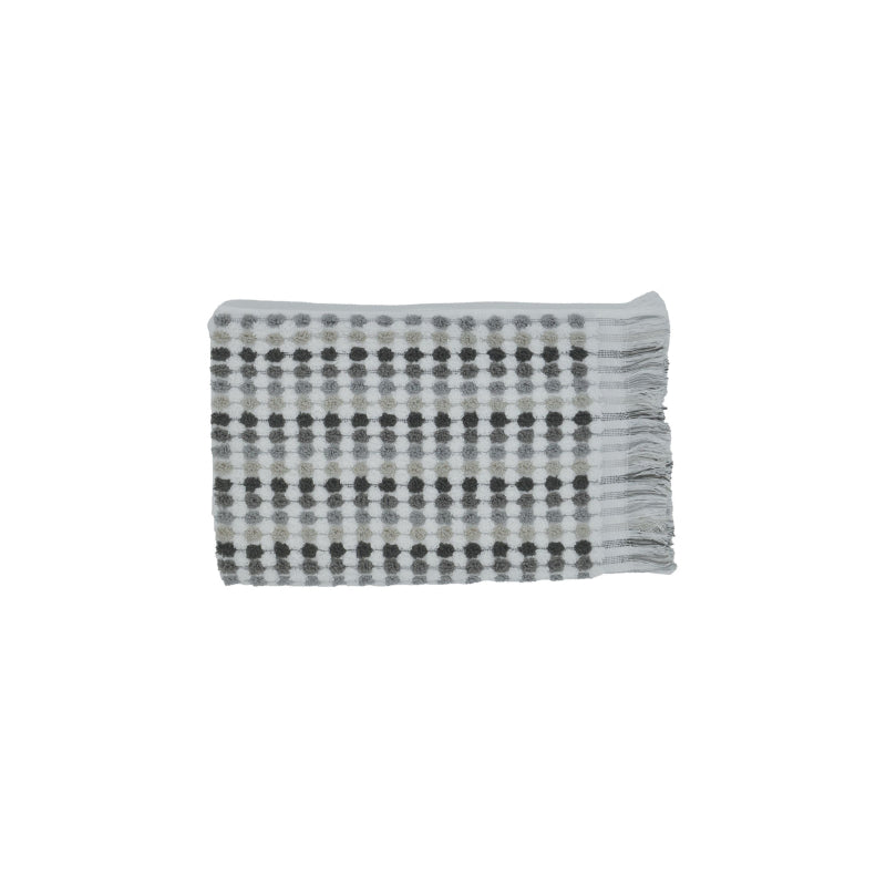 Pom Pom Grey Bath Towel in 100% cotton, offering softness, absorbency, and elegance for your bathroom.
