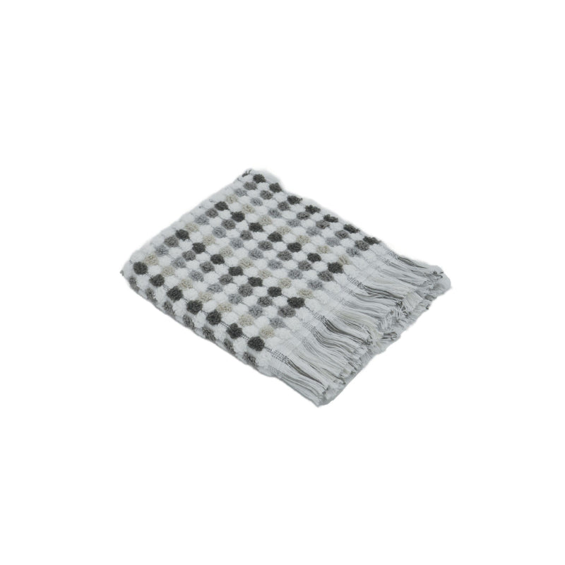 A stylish Jenny Mclean Pom Pom Grey towel, emphasising its warmth and sophisticated appearance.