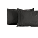 A pair of sophisticated black pillowcases displayed against a clean white backdrop, emphasizing plush luxury and quality.