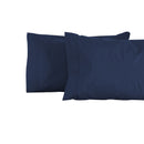 Two stylish navy pillowcases set on a white surface, highlighting their luxurious design and high-quality cotton fabric.