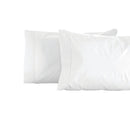 Two elegant white pillowcases resting on a pristine white background, showcasing luxurious comfort and style.