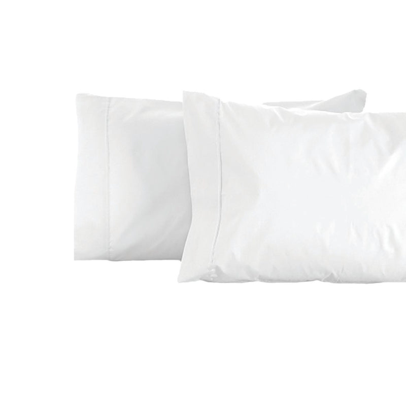 Two elegant white pillowcases resting on a pristine white background, showcasing luxurious comfort and style.