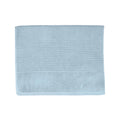 A baby blue bath mat on a white background, highlighting its luxurious feel and vibrant hue, perfect for enhancing bathroom decor.