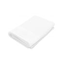 A folded white towel on a white background, showcasing its soft, premium cotton texture and luxurious appearance.