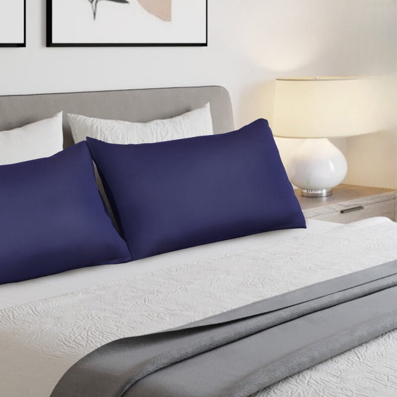 alt="Hypoallergenic sage navy pillowcases crafted from premium bamboo fibres, these pillowcases offer unparalleled softness"
