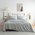 alt="Silver sheet sets produce a lustrous silky smooth fabric to your bedroom"