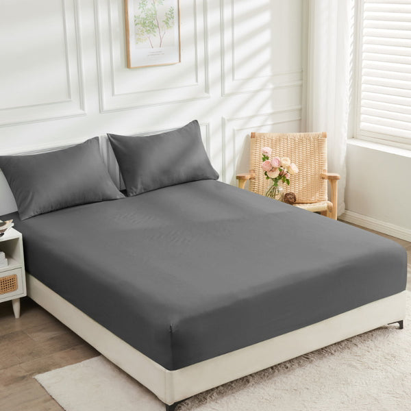 A grey bed fitted sheet offers luxurious comfort with 2000 thread count to your cosy bedroom.