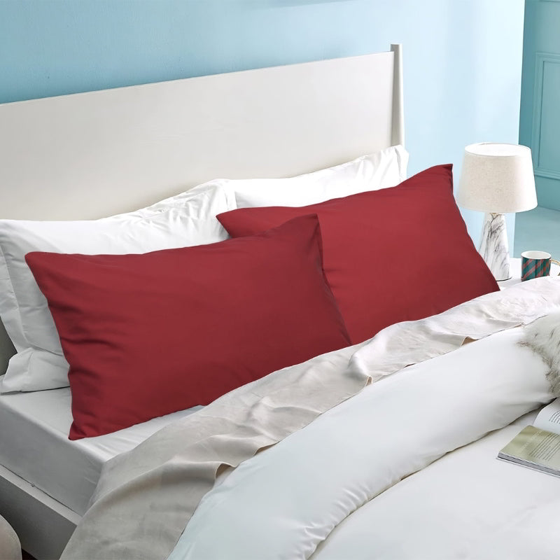 alt="Hypoallergenic and naturally anti bacterial red king pillowcase crafted from a soft 100% polyester"