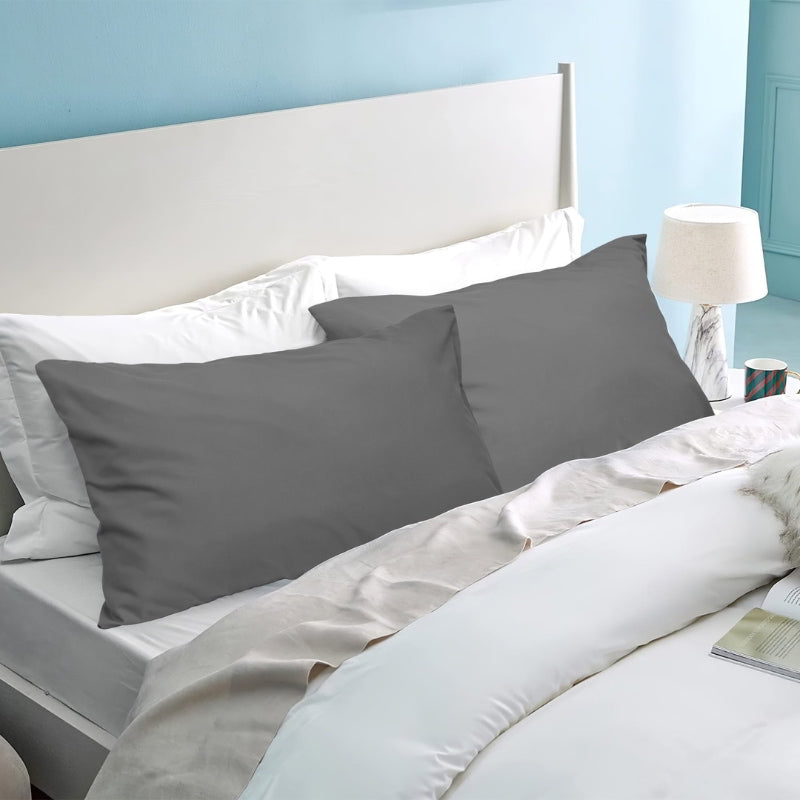 alt="Hypoallergenic and naturally anti bacterial grey king pillowcase crafted from a soft 100% polyester"
