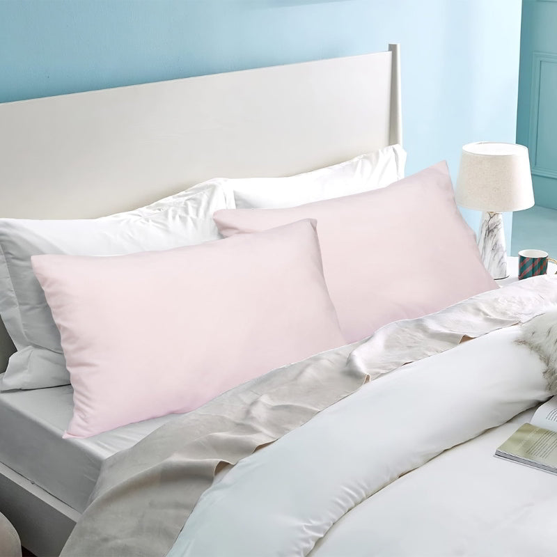 alt="Hypoallergenic and naturally anti bacterial pink king pillowcase crafted from a soft 100% polyester"